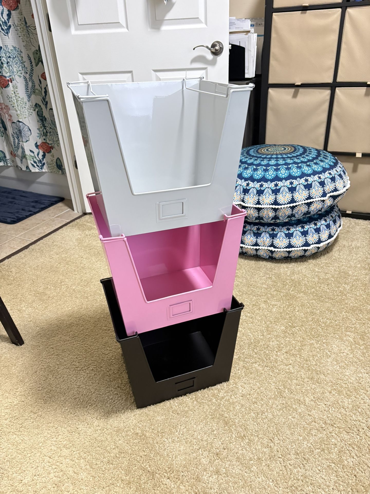 Solid Metal Stacking Filing Organizational Bins