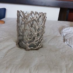 Candle Hole Glass with metal Design
