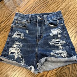 American Eagle Ripped Jean Shorts - Size 0