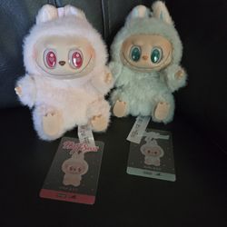 Lot of 2 Labubu Have a Seat Dada and Ququ plush toy keychain