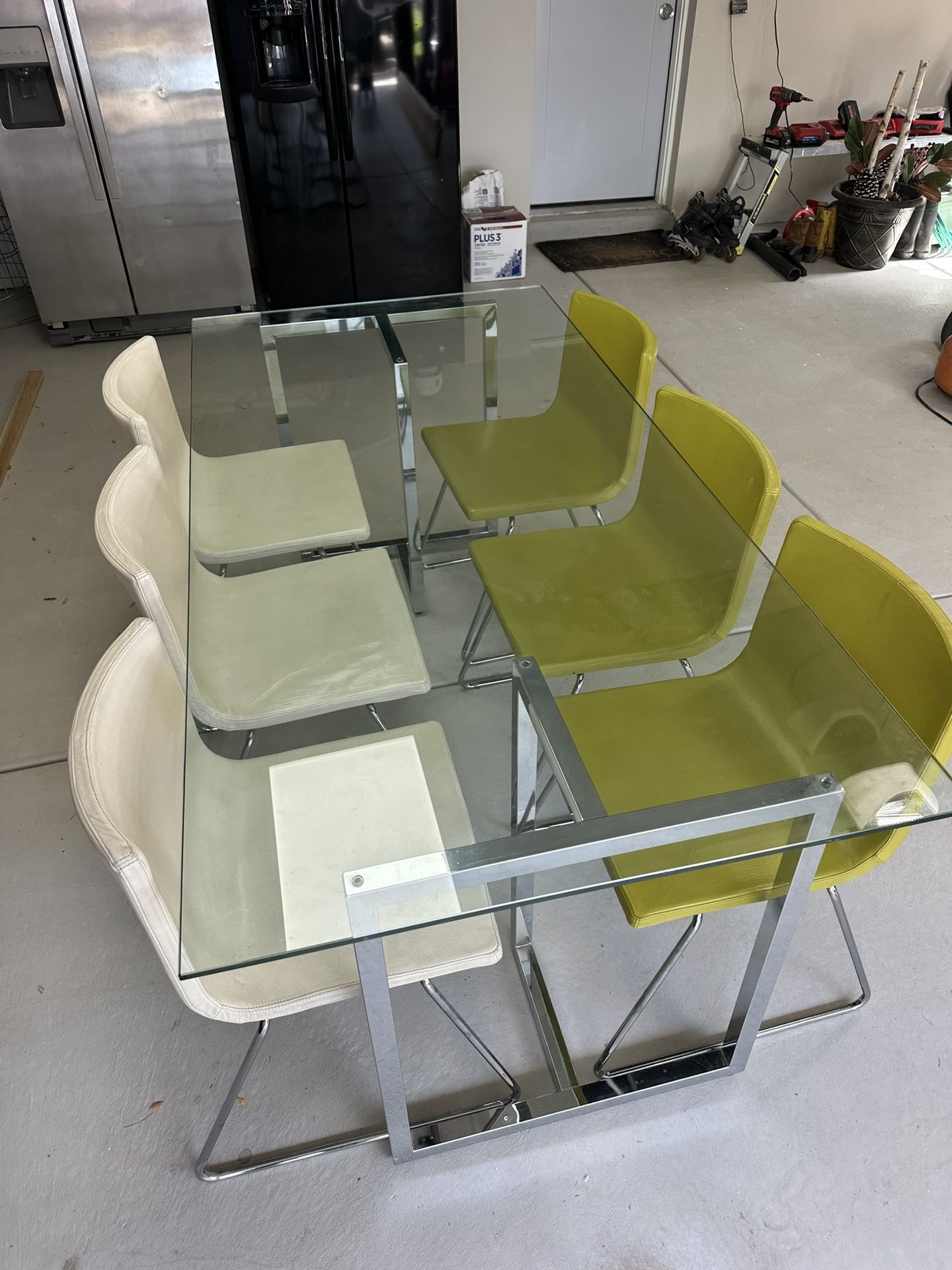 6x3 Glass Table With 6 Chairs