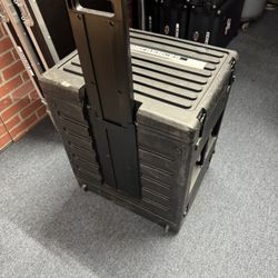 SKB 8U Space Rack stacks w/Roto Racks, wheels, and handle