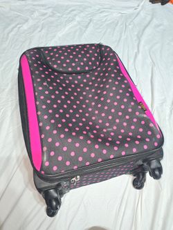 Amber Black Pink Polka Dot Rolling Suitcase