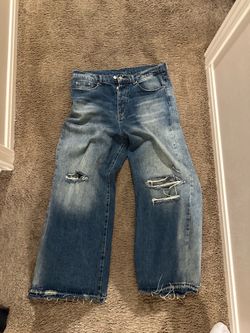 MNML Distressed Wide Leg Denim