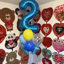 40” Number 2 Turquoise / Bundle With Helium . 
