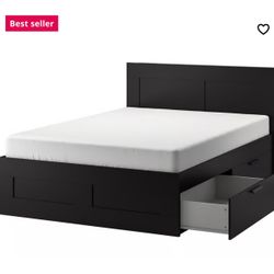 Ikea Brimnes KING Bed Frame with 4 Storage Boxes