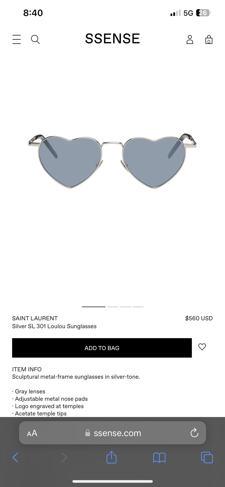 Saint Laurent Sl130 Loulou Silver