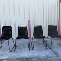 Set Of 4 Modern Black Cord Chairs - Indoor/outdoor