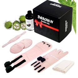 DEROWN Castor Oil Pack Wrap Kit - All in One Pack Gift Box with 8oz Castor Oil, 9 Pack Reusable Organic Cotton Compressors for Whole Body