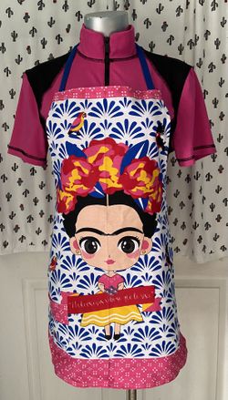 Frida Apron Blue Background With Birds