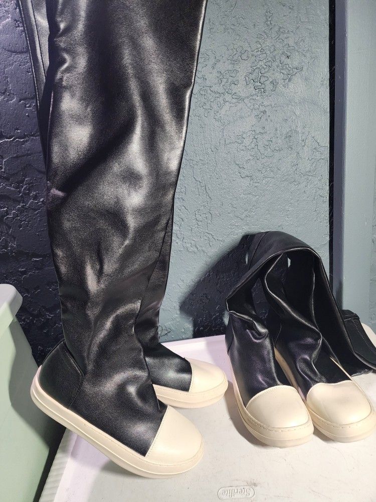 Long Boots Black And White