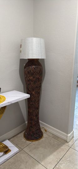 5’3 feet Tall Cemented Floor Lamp with Woven Base