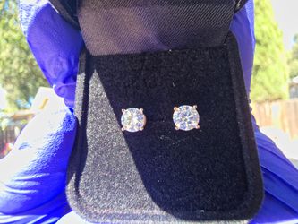 Rose gold plated Earrings With Genuine Moissanite 1ct or 6.5mm