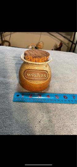 CA. WISHES JAR. VINTAGE. SEE PICS. OLD CORK LID