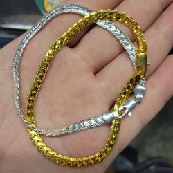 Silver & Gold Bracelet Bundld 8" Long Set Of [2]  New
