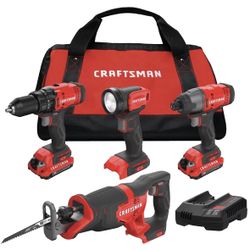 CRAFTSMAN V20 Cordless 7-Tool Combo Kit with 2 Batteries & Chargers NEW