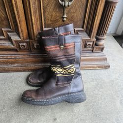 BareTraps Women’s Leather Boots Size 9 Brown Southwestern Lined Mid Calf