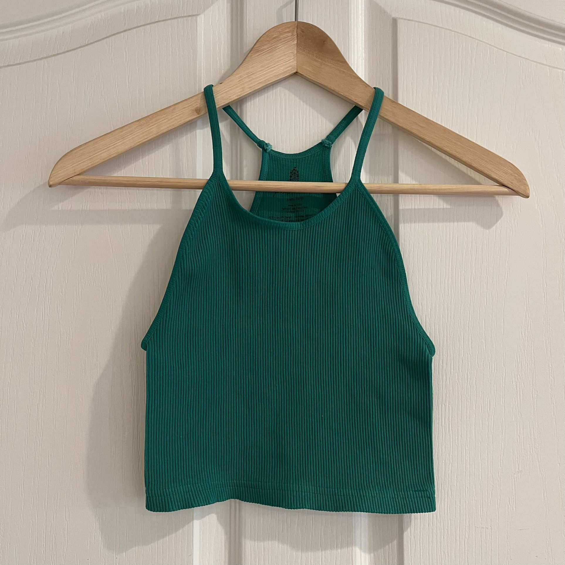 NWOT Free People Happiness Runs Crop Tank Green Teal Size XS/S