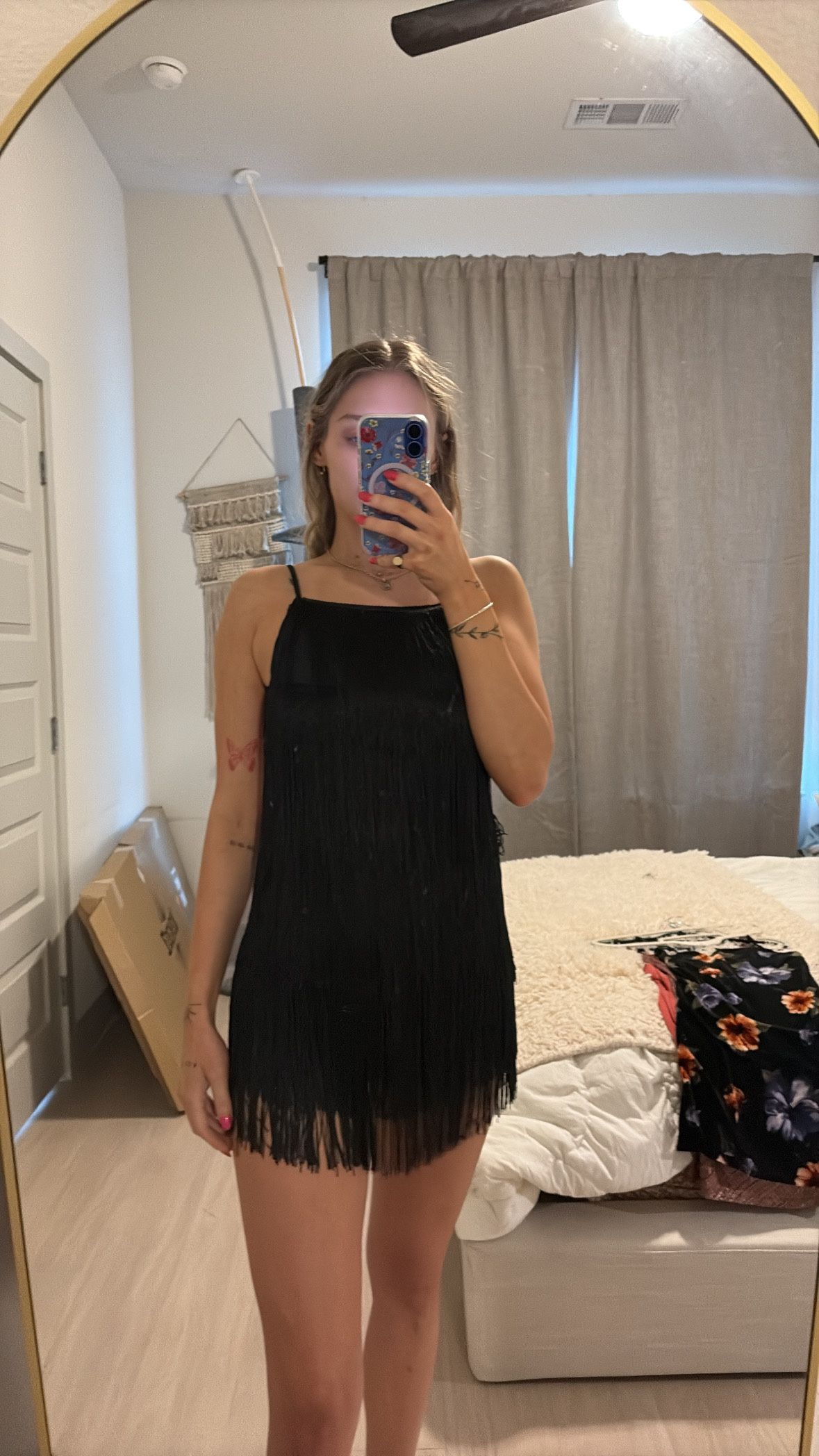 Black fringe romper
