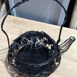 Black Metal Tea Kettle Candle Holder