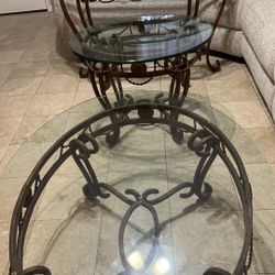 Antique Glass Tables Set Of 3 