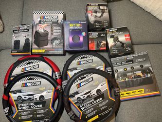 NASCAR Car Accessories Bundle Lot – Steering Wheel Covers, Phone Mounts, Organizers + More – 11 Piec