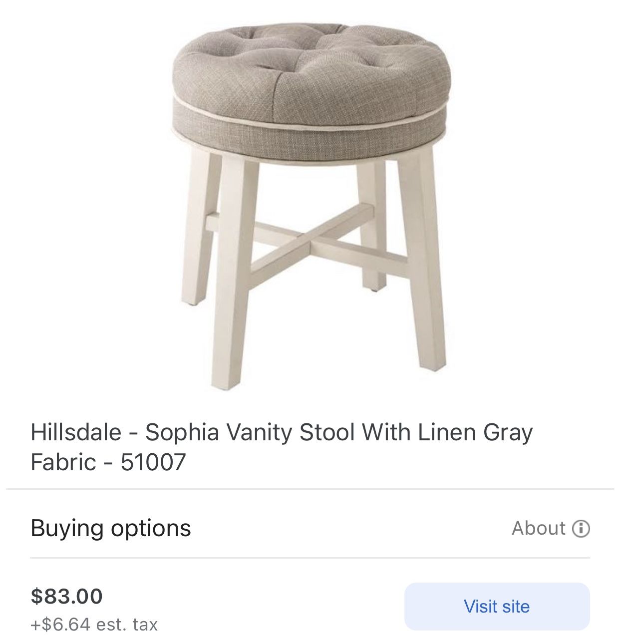 Vanity Stool Brand New In Box, Never Used $45