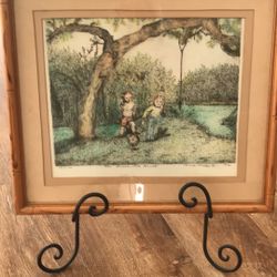 Picture Of A Boy & Girl Playing Soccer/ Stand Not Included.