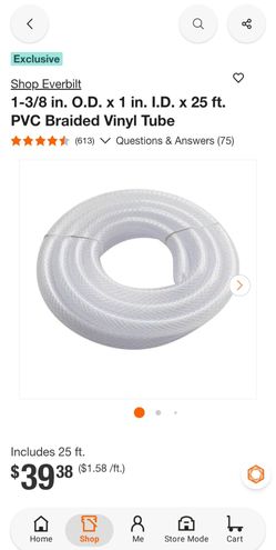 BRAND NEW NIB SEALED Everbilt 1-3/8 in. O.D.x 1in. l.D.x 25 ft. PVC Braided Vinyl Tube