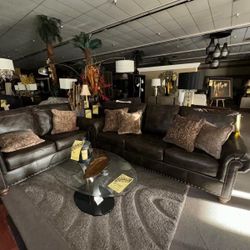 Brown Leather Couch 