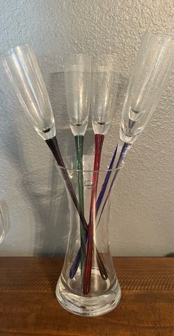 Arland hand blown glass, champagne, flute set