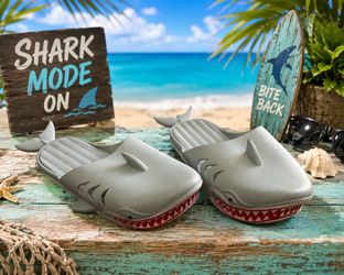 Shark Slide Sandals – Gray Men’s US 8 / Women’s US 10)