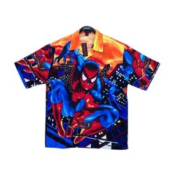 The VTG Y2K Spider-Man AOP Button Up Short Sleeve Shirt
