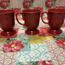 3 Pioneer Woman Red Coffee Mugs
