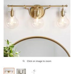 22" 3 Light Gold Vanity Light  Clear Globe 