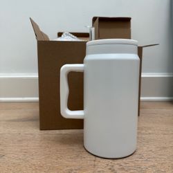 4 white tumblers