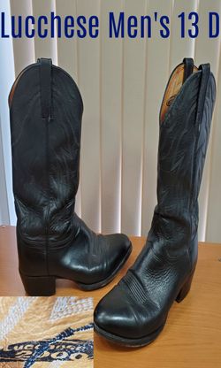 Lucchese 2000 Men's 13 D Black Leather Western Boots Style No. T3094R4