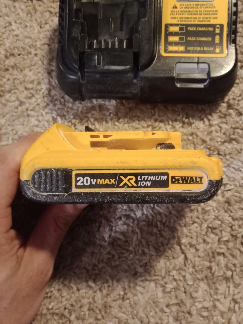 Dewalt battery and charger works great my wife ran my drill over so i got no use for it 