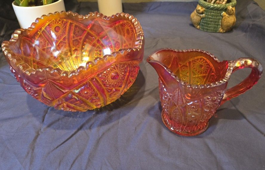 Vintage Glass Bowl and Pitcher