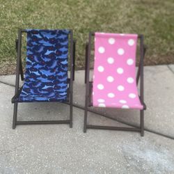 Pottery Barn kids beach sling chair navy Shark & Sling Chair Pink Dot Imperfect. Used in good condition with some cosmetic blemishes. These blemishes 