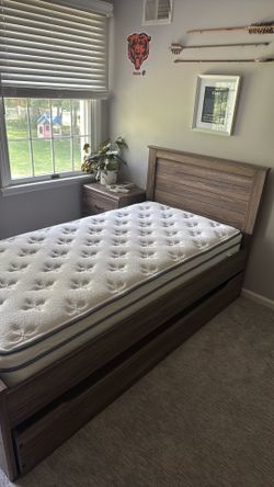 Wooden Twin Bed w/ Trundle Storage