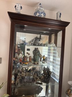 Glass Cherry Wood Display Cabinet