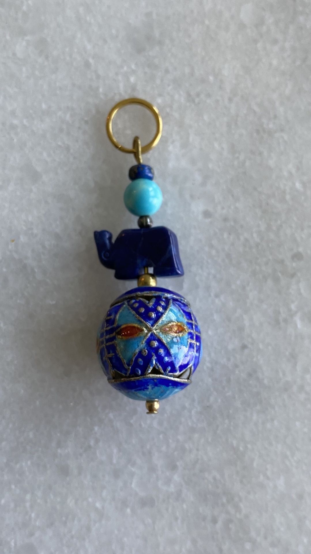 Cloisonné, Turquoise and Lapis Lazuli Pendant