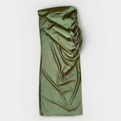 Shein Women Size S Pencil Skirt Satin Style Green Elastic Waist Knee Length Used