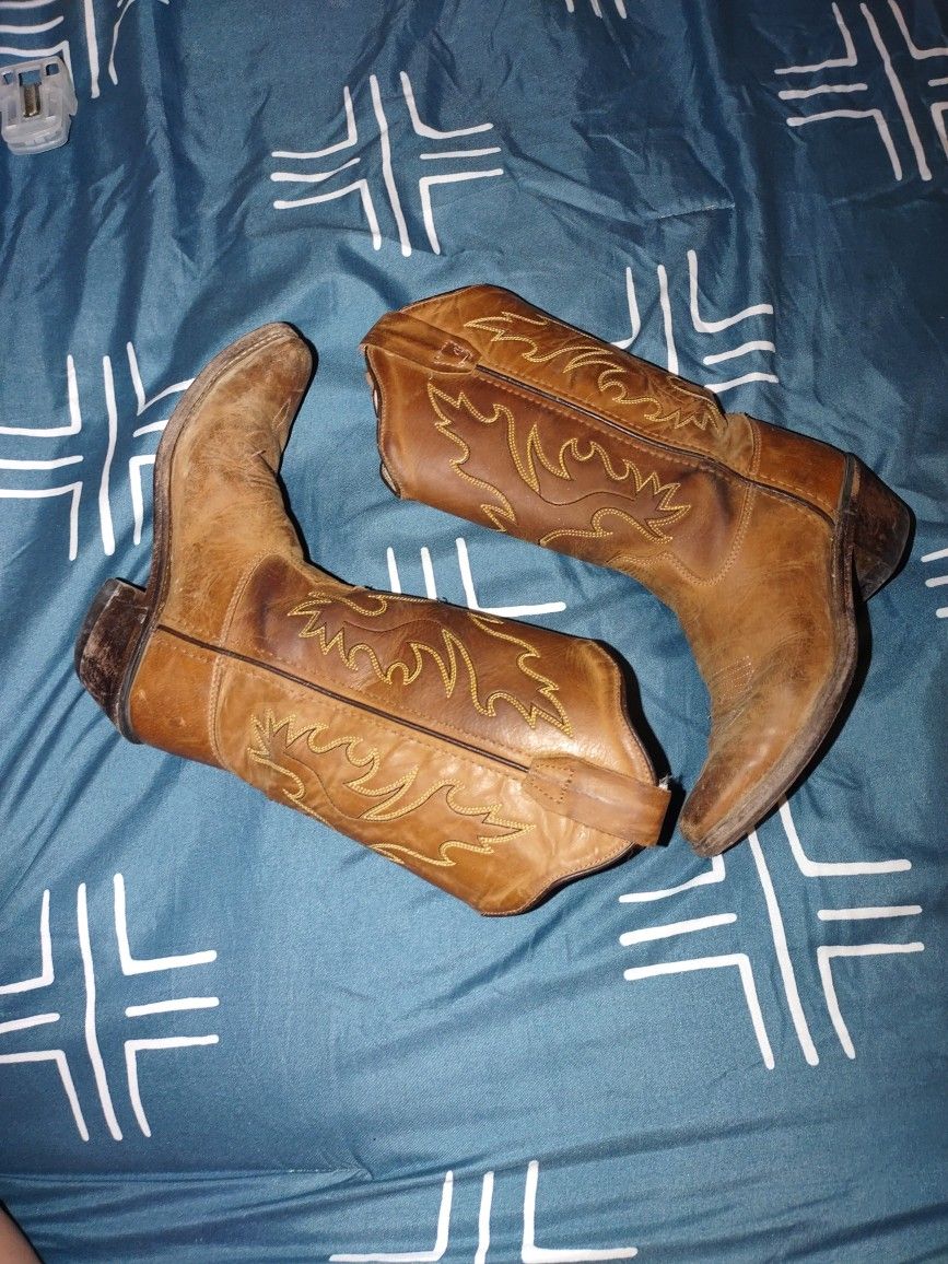 OldWest Girl Cowboy Leather Boots Size 12