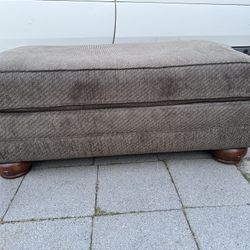 Large Upholestered Ottoman On Bun Feet 