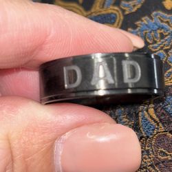 Size 13 Black Engraved DAD  Ring Inside says LOVE YOU DAD