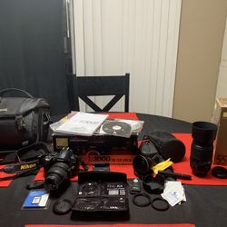 NIKON D3000 Camera Bundle W 18-55 Vr Lens With Bonus AF-S DX 55-300mm Vr Zoom Lens