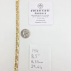 14k gold 8.5" custom link bracelet 