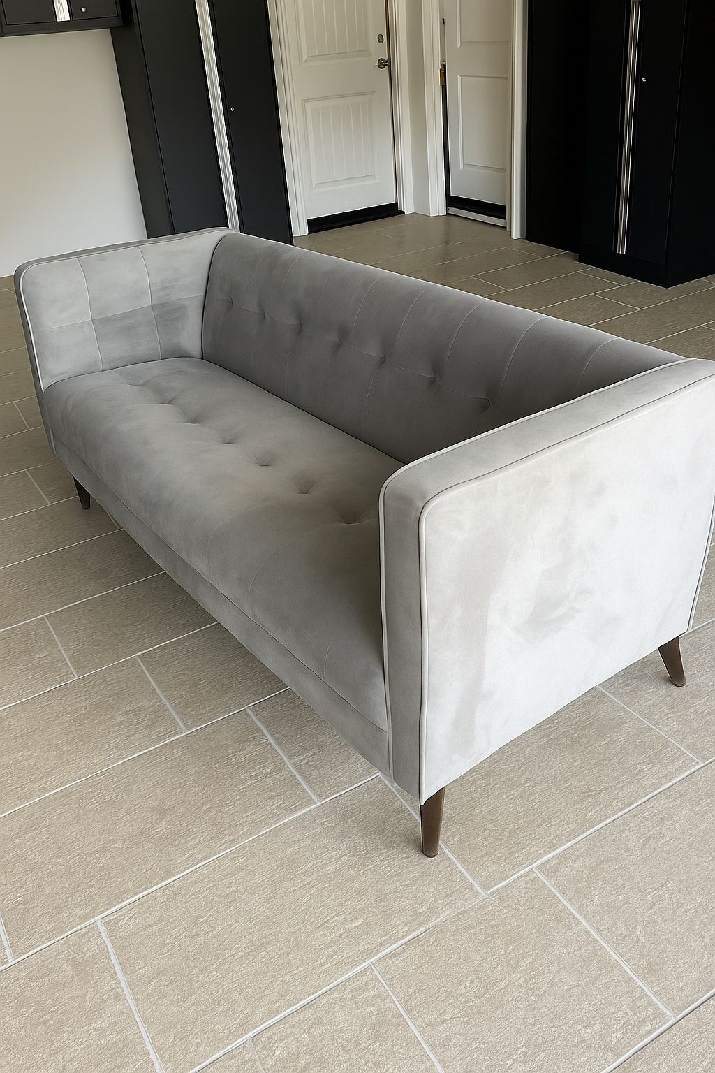 grey platinum suede couch 